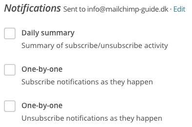 MailChimp Liste - Notifications