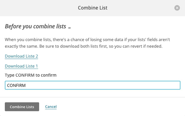 Sammenflet dine lister - Confirm