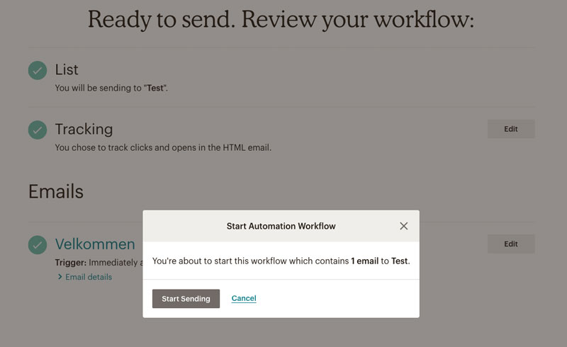 Email Automation - Start sending